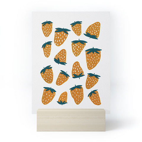 Angela Minca Organic orange strawberries Mini Art Print