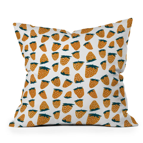 Angela Minca Organic orange strawberries Throw Pillow