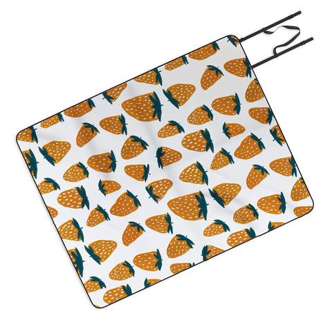 Angela Minca Organic orange strawberries Picnic Blanket