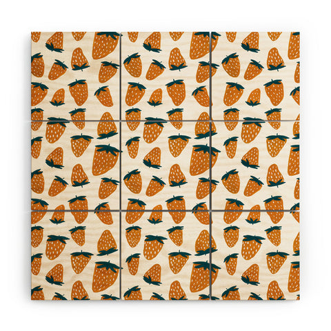 Angela Minca Organic orange strawberries Wood Wall Mural