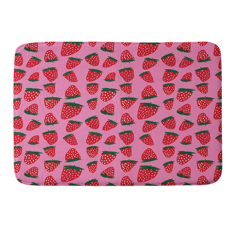 Angela Minca Organic summer strawberries Memory Foam Bath Mat