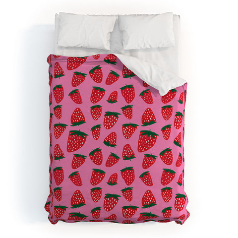 Angela Minca Organic summer strawberries Duvet Cover