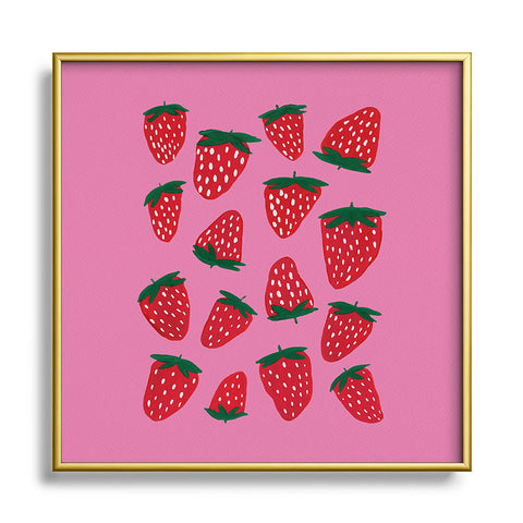 Angela Minca Organic summer strawberries Square Metal Framed Art Print