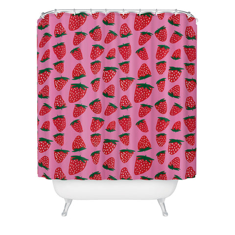 Angela Minca Organic summer strawberries Shower Curtain