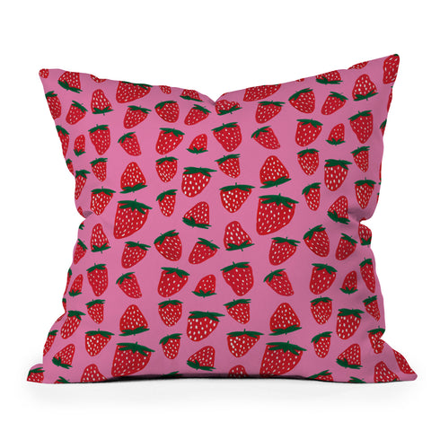 Angela Minca Organic summer strawberries Outdoor Throw Pillow