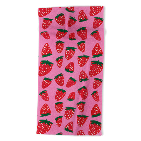 Angela Minca Organic summer strawberries Beach Towel