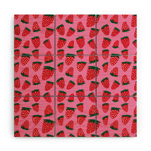 Angela Minca Organic summer strawberries Wood Wall Mural