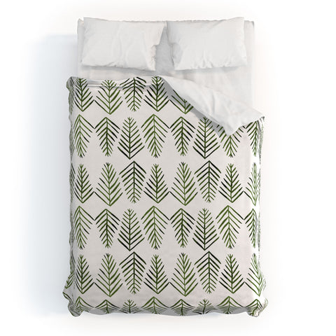 Angela Minca Pine trees green Duvet Cover