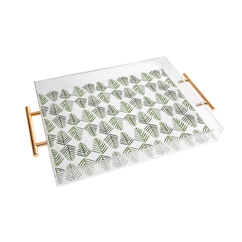 Angela Minca Pine trees green Acrylic Tray