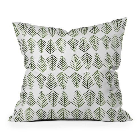 Angela Minca Pine trees green Outdoor Throw Pillow