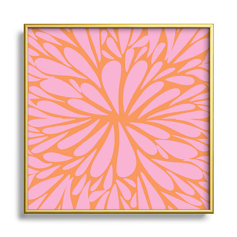 Angela Minca Pink pastel floral burst Square Metal Framed Art Print