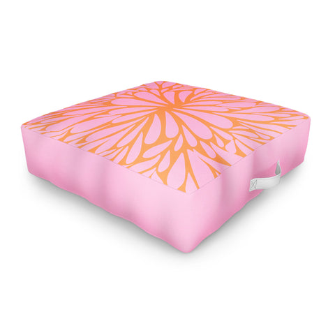 Angela Minca Pink pastel floral burst Outdoor Floor Cushion