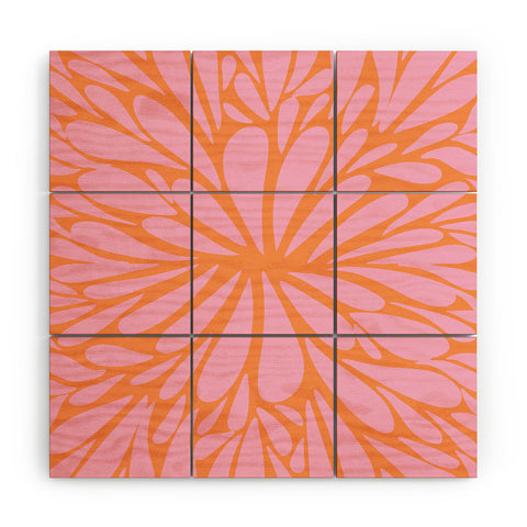 Angela Minca Pink pastel floral burst Wood Wall Mural