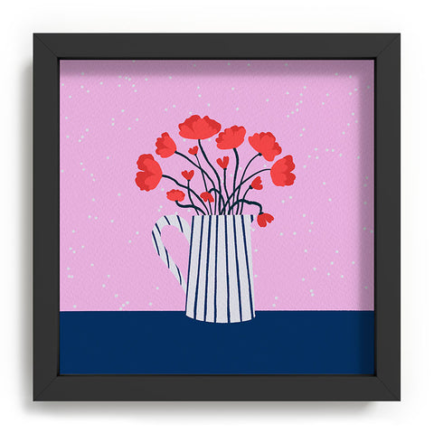 Angela Minca Poppies pink and blue Recessed Framing Square