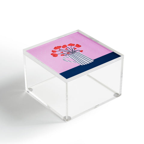 Angela Minca Poppies pink and blue Acrylic Box