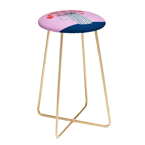 Angela Minca Poppies pink and blue Counter Stool