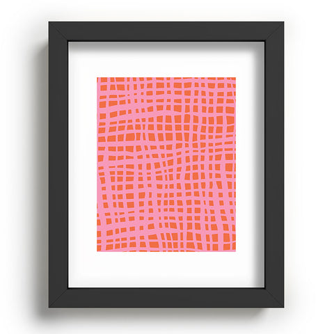 Angela Minca Retro grid orange and pink Recessed Framing Rectangle
