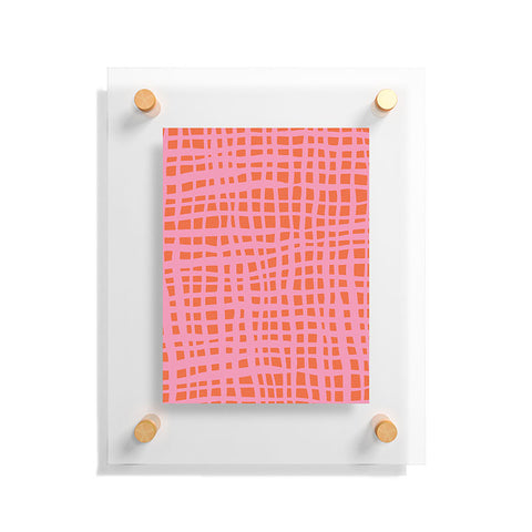 Angela Minca Retro grid orange and pink Floating Acrylic Print