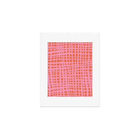 Angela Minca Retro grid orange and pink Art Print