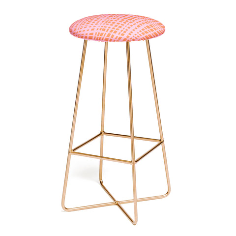 Angela Minca Retro grid orange and pink Bar Stool
