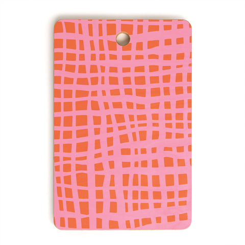 Angela Minca Retro grid orange and pink Cutting Board Rectangle