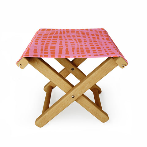 Angela Minca Retro grid orange and pink Folding Stool