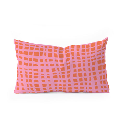 Angela Minca Retro grid orange and pink Oblong Throw Pillow