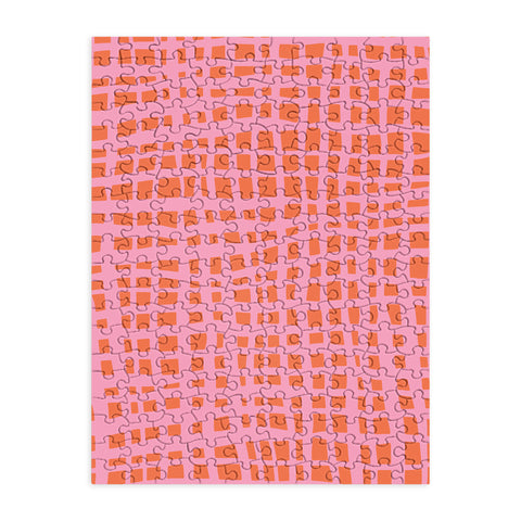 Angela Minca Retro grid orange and pink Puzzle