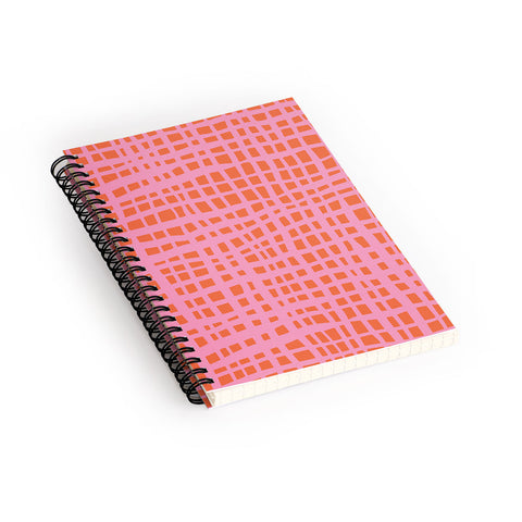 Angela Minca Retro grid orange and pink Spiral Notebook