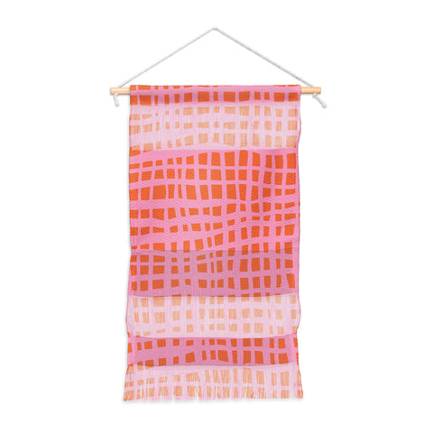 Angela Minca Retro grid orange and pink Wall Hanging Portrait