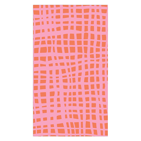 Angela Minca Retro grid orange and pink Tablecloth