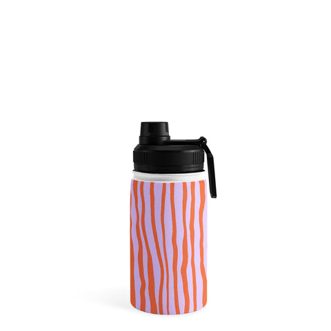 Angela Minca Retro wavy lines orange violet Water Bottle