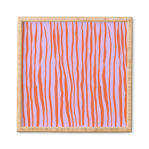 Angela Minca Retro wavy lines orange violet Framed Wall Art