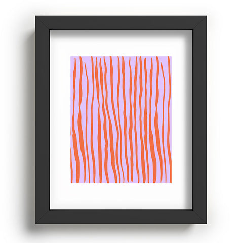 Angela Minca Retro wavy lines orange violet Recessed Framing Rectangle