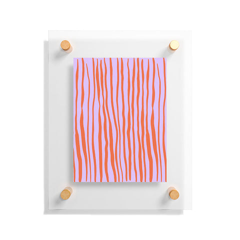 Angela Minca Retro wavy lines orange violet Floating Acrylic Print