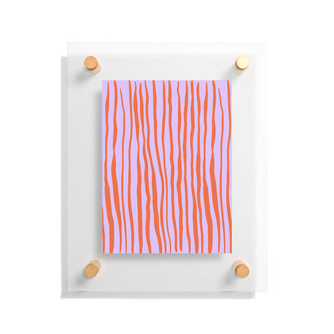Angela Minca Retro wavy lines orange violet Floating Acrylic Print