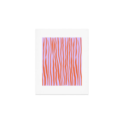Angela Minca Retro wavy lines orange violet Art Print