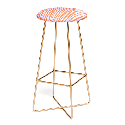 Angela Minca Retro wavy lines orange violet Bar Stool
