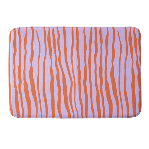 Angela Minca Retro wavy lines orange violet Memory Foam Bath Mat