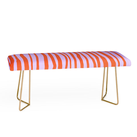 Angela Minca Retro wavy lines orange violet Bench