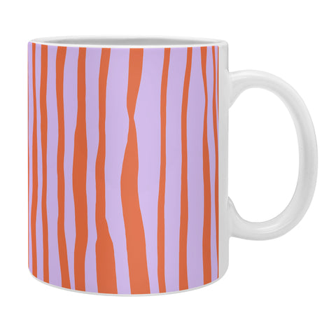 Angela Minca Retro wavy lines orange violet Coffee Mug