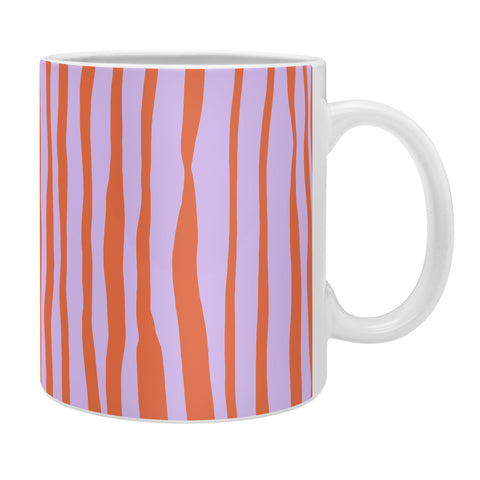 Angela Minca Retro wavy lines orange violet Coffee Mug