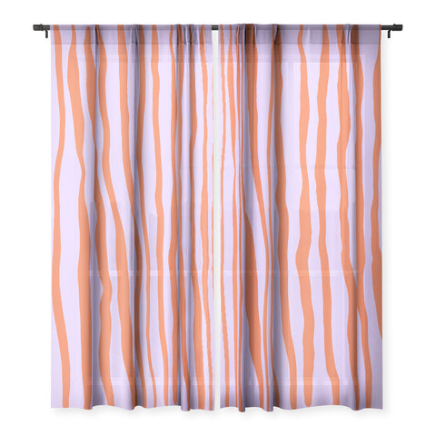 Angela Minca Retro wavy lines orange violet Sheer Non Repeat