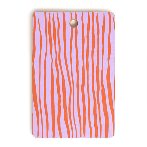 Angela Minca Retro wavy lines orange violet Cutting Board Rectangle