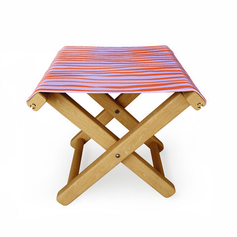 Angela Minca Retro wavy lines orange violet Folding Stool