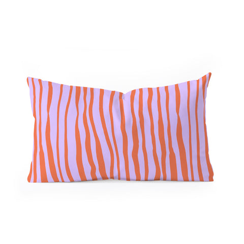 Angela Minca Retro wavy lines orange violet Oblong Throw Pillow