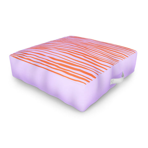 Angela Minca Retro wavy lines orange violet Outdoor Floor Cushion