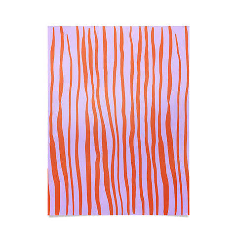 Angela Minca Retro wavy lines orange violet Poster