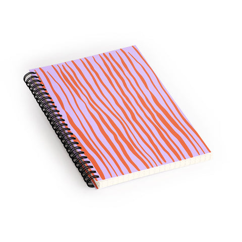 Angela Minca Retro wavy lines orange violet Spiral Notebook