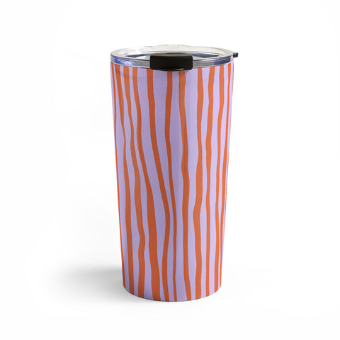 Angela Minca Retro wavy lines orange violet Travel Mug